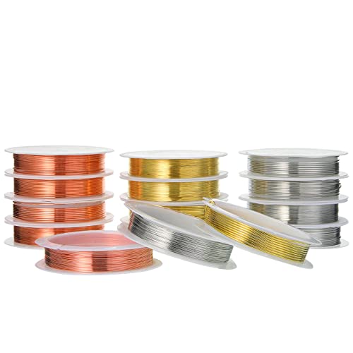 15 Pcs 5 Size Copper Wire 18 20 22 26 32 Gauge Tarnish Resistant Jewelry Wire for Jewelry Making 121 Yard Metal Beading Crafting
