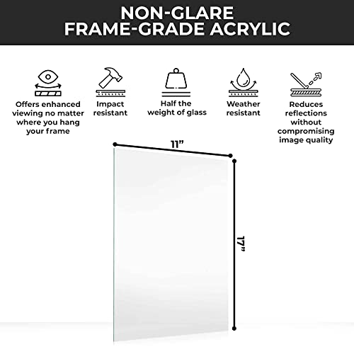 11x17 Non Glare Acrylic Plexiglass Replacement for Picture Frame for 11x17 Photo Frame