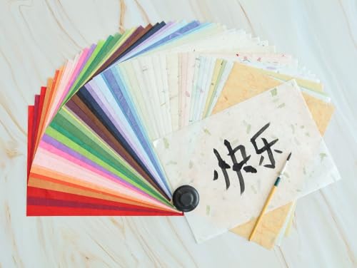 50 Design A4 Natural Fiber Mulberry Tree Mulberry Paper Sheets Art Tissue Washi Paper Design Craft Art Origami Suppliers Card Making Writing Painting 50 Sheets (50 Count)