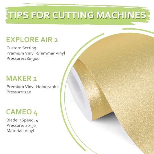 Gold Glitter Permanent Vinyl 12" x 5ft Roll