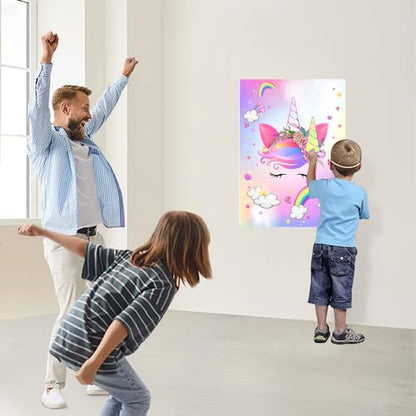 Pin The Horn on The Unicorn Game for Kids Birthday Party