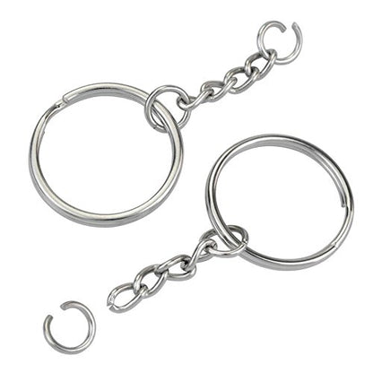100PCS Split Key Ring Kit with Chains & Jump Rings (100 Count)