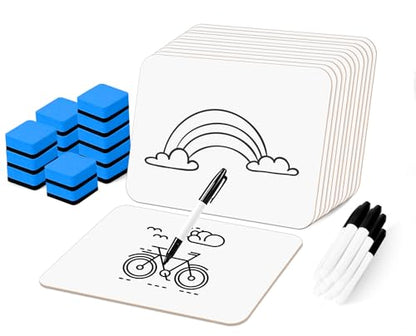 12 Pack Dry Erase Boards with 12 Erasers and 12 Markers (12 Count)
