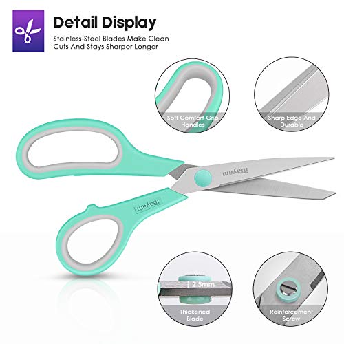 8" Heavy Duty Scissors All Purpose for Office School Crafts Sewing (3 Count)