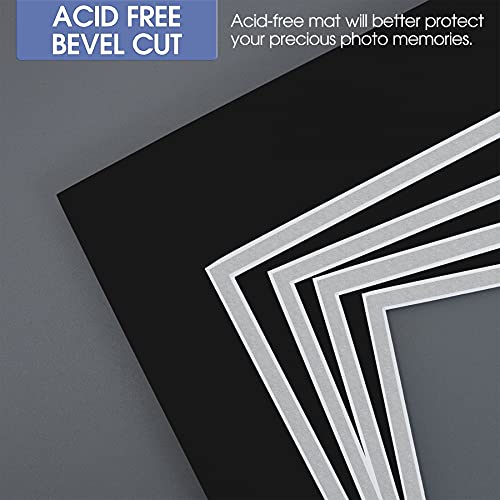 5 Pack Double mat 11x14 for 8x10 Photo Black Over Silver