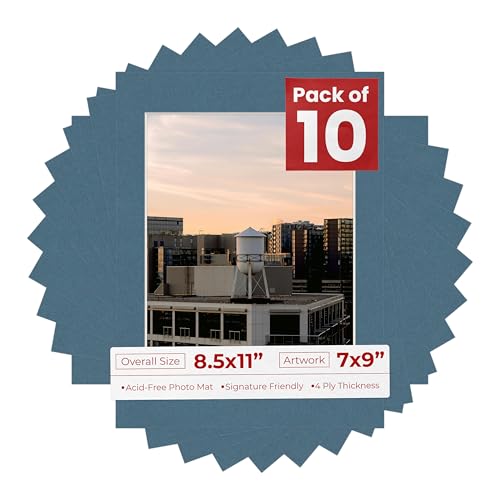Pack of Ten Acid Free 8.5x11 Mats Bevel Cut for 7x9 Photos (10 Count)