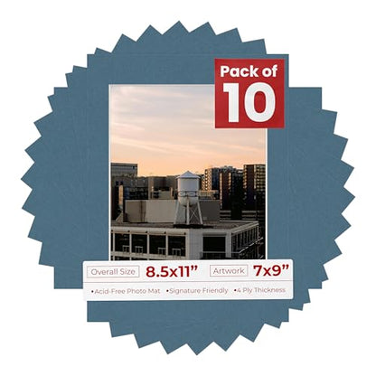 Pack of Ten Acid Free 8.5x11 Mats Bevel Cut for 7x9 Photos (10 Count)