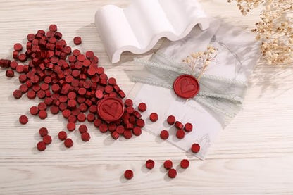 360Pcs Blood Red Sealing Wax Beads with 2 Spoons and 4 Tea Candles for Wax Seal Stamps (360 Count)