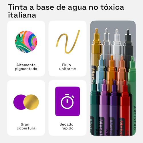 12 Metallic Paint Pens for Glass Marking (12 Count)