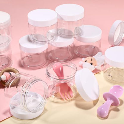 36 Pieces 10 oz Plastic Jars with Lids Wide Mouth Airtight Reusable Container Acrylic Cosmetic Small Jars for Lotions Ointments Travel Toiletries Creams Make up Storage (36 Count)