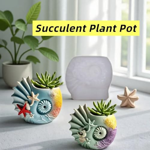 Sea Animal Candle Holder Resin Molds Silicone Epoxy Resin Jar Conch Shell Shaped Plaster Candle Holder Wax Molds