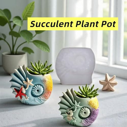 Sea Animal Candle Holder Resin Molds Silicone Epoxy Resin Jar Conch Shell Shaped Plaster Candle Holder Wax Molds
