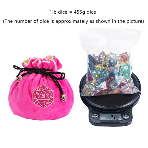 Large DND Dice Bag with Pockets Pink Storage Bag for D&D RPG Game (21 Ounce)