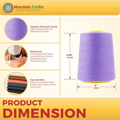20S 2 Lilac Polyester 4 Pack of Serger Threads Cones (24000 Foot)