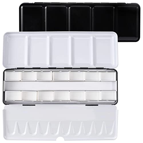 Metal Watercolor Tray Palette with 14 Empty Full Pans for Plein Air