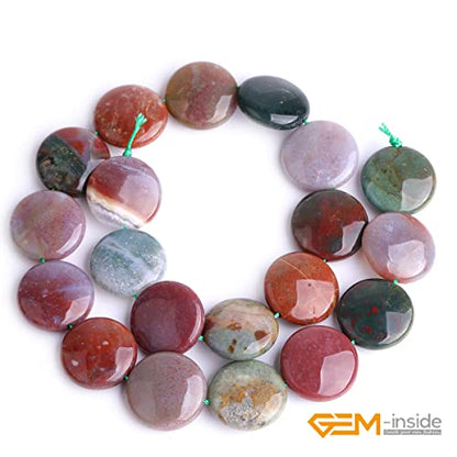 GEM Inside Natural 20mm Coin Indian Agate Gemstone Loose Beads Energy Stone Handmade Beads for Jewelry Making Jewelry Beading Supplies for Women