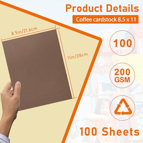 100 Sheets Coffee Color Cardstock 8.5 x 11 Craft Paper 75lb (100 Count)