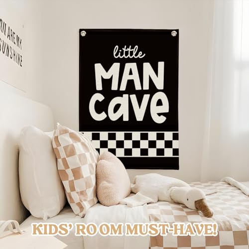 Little Man Cave Boys Room Wall Decor Banner