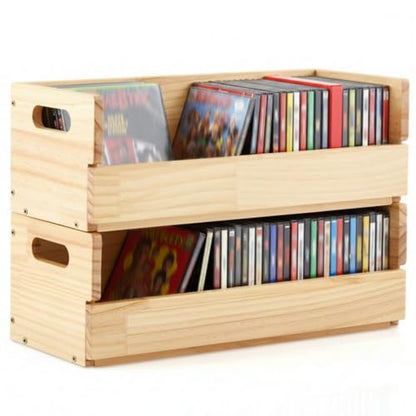 2 Set Wooden CD Storage Box (2 Count)