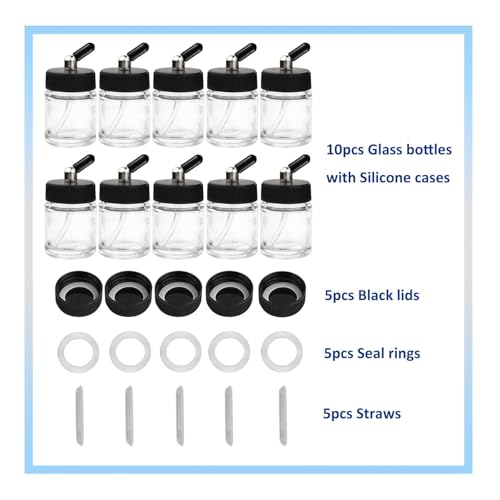 10pk 0.75oz Glass Airbrush Bottles (10 Count)