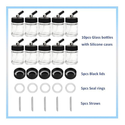 10pk 0.75oz Glass Airbrush Bottles (10 Count)