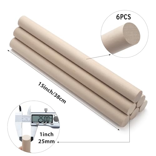 Wooden Dowel Rods Wood Dowels for Crafts (6 Count)