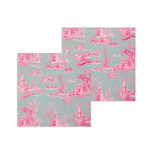 3ply) 60ct Pink Toile Paper Napkins Vintage Cocktail Napkins for Girl or Boy Baby Shower, French Pink and Blue Toile Napkin Pack for decoupage, baby shower (60 Count)