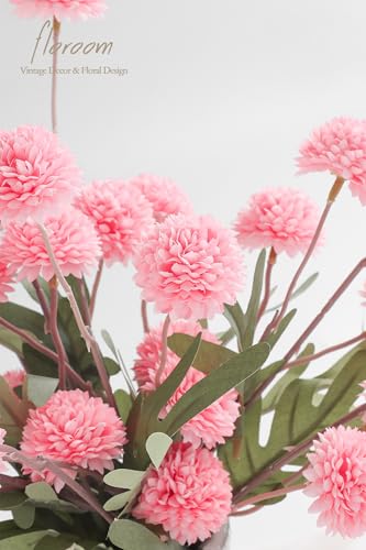 5pcs Pink Faux Silk Mums Artificial Flowers (5 Count)