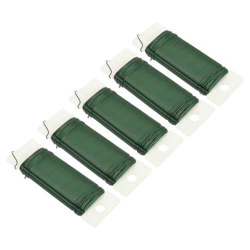 190 Yards 575 Feet Metal Floral Wire 21 Gauge Green Flexible Paddle Thin Floral Wires for Craft (5 Count)