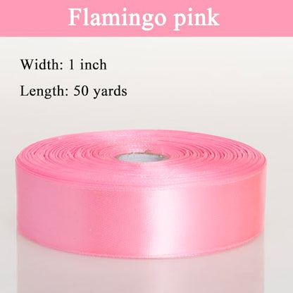 1 Inch Flamingo Pink Solid Satin Ribbon for Gift Wrapping