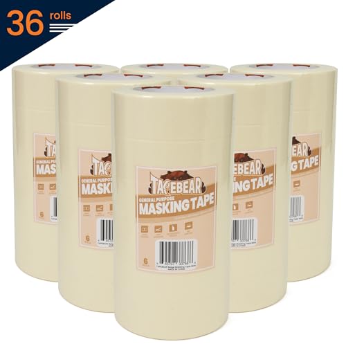 General Purpose Masking Tape Beige White 1.5" x 60Yards x 36Rolls (6480 Foot)