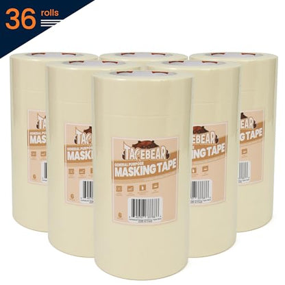 General Purpose Masking Tape Beige White 1.5" x 60Yards x 36Rolls (6480 Foot)