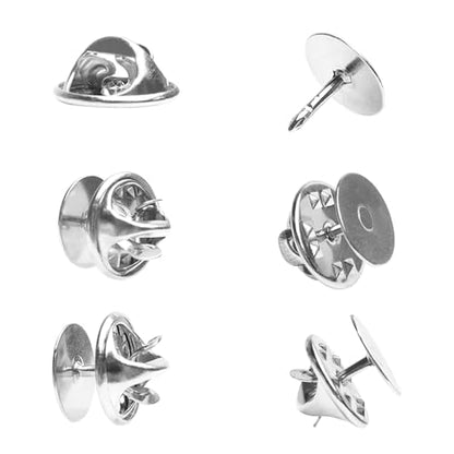 50 Pairs Premium Butterfly Clutch Pin Backs with 8mm Length 10mm Width Blank Pins for DIY Enamel Pins (100 Count)