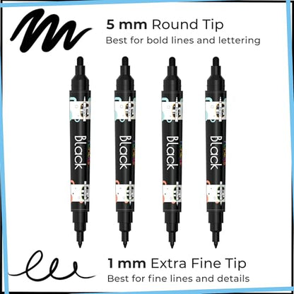 4 Black Acrylic Paint Marker Pens