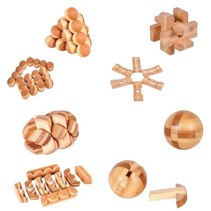 18 Pack Wooden Brain Teaser Puzzles Stress Relief Toys Wooden Burr Puzzles Brain Teaser Puzzle with Gift Packing Box Magic Puzzle Games Toy for Kids and Adults by AHYUAN (18 Count)