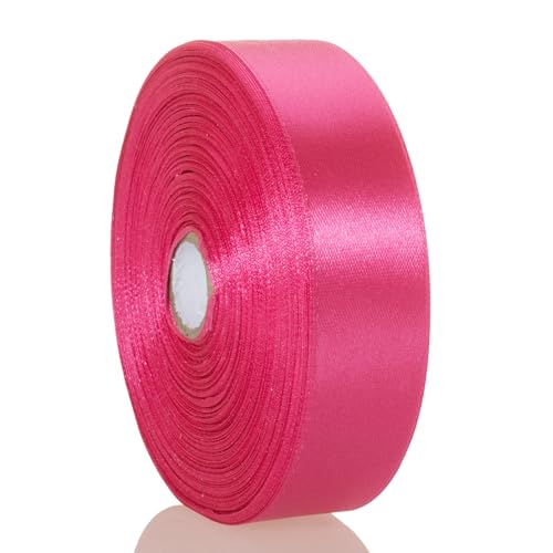 1 Inch Rose Red Solid Satin Ribbon for Gift Wrapping