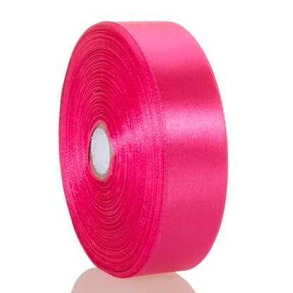 1 Inch Rose Red Solid Satin Ribbon for Gift Wrapping