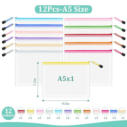 12pcs Mesh Zipper Pouch Bags Small (9 Count)