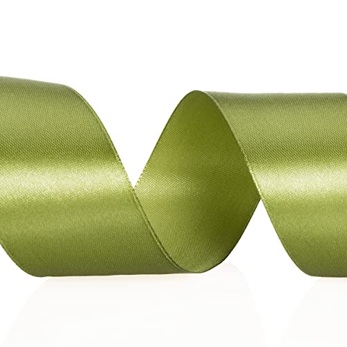 1 1 2 Inch Moss Green Solid Satin Ribbon for Gift Wrapping