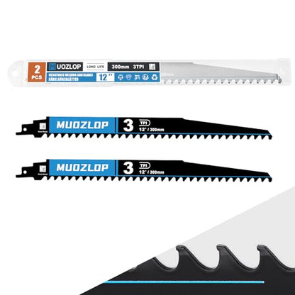 2Pack 12inch 3TPI High Reciprocating Saw Blades (2 Count)