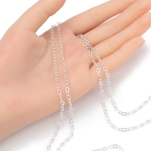 10 Feet Real Sterling Silver 4x3mm Flat Cable Chain Link Findings