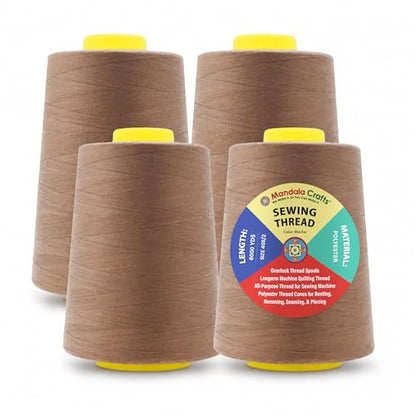 40S 2 Mocha Polyester 4 Pack of Serger Threads Cones