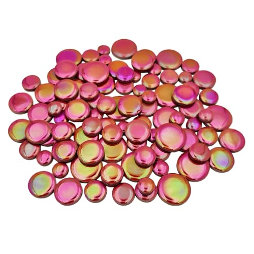 200g Iridescent Round Mosaic Tiles for Crafts Bulk (90 Count)