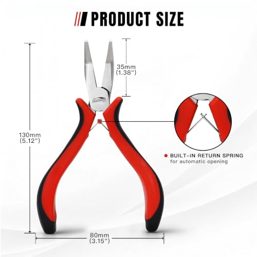 5-Pack 5-Inch Bent Nose Pliers for Jewelry Making, Spring Loaded (5 Count)