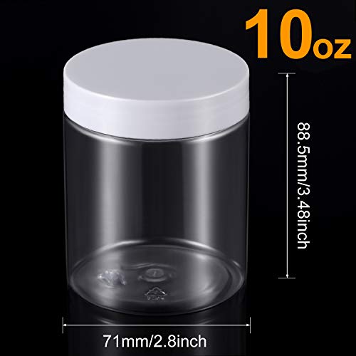 12 Pack 10 oz Plastic Container Jars with Lids Round Clear Travel Cosmetic Container Jars for Toiletries (120 Count)