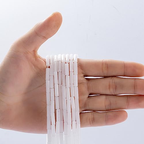 Natural White Agate Cylinder Tube Beads 4x13mm 38cm (28 Count)