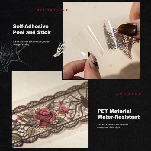 6 Rolls Gothic Decorative PET Tape for Scrapbook Journaling (6 Count)