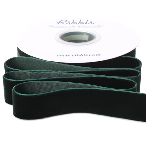 Dark Green Velvet Ribbon 1 Inches Continuous10 Yard Spool Red Christmas Ribbon for Gift Wrapping Crafts Home Decor