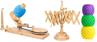 Wooden Yarn Ball Winder & Table Top Swift Set
