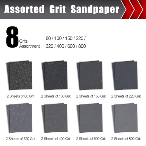 16 Pack Wet Dry Sand Paper Assortment